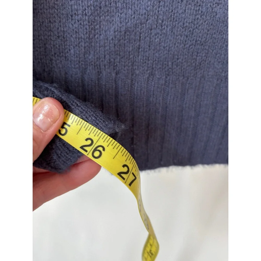 360Cashmere Navy Blue Merino Wool Cashmere V-Neck Sweater 39516 Mens Medium